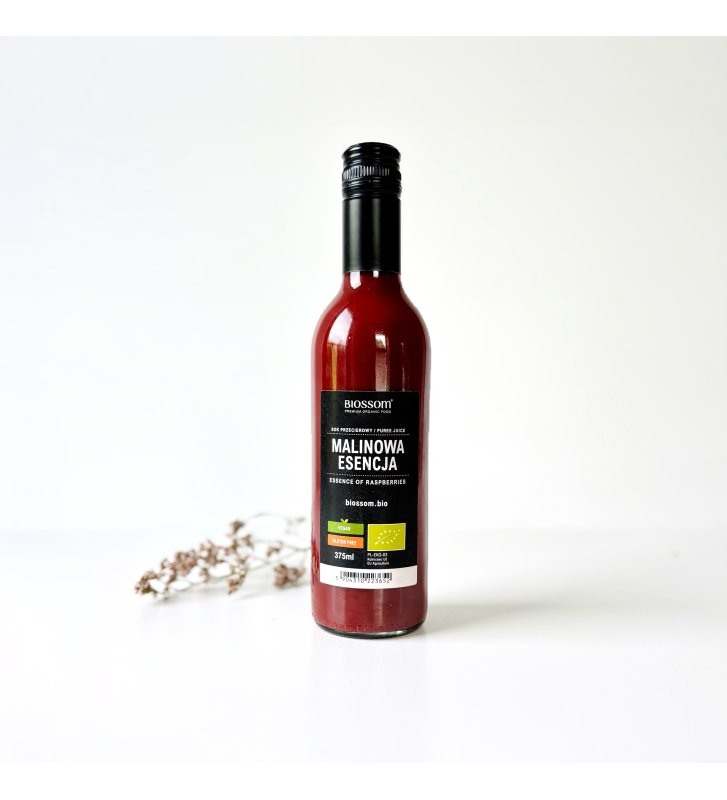 sok malinowy, mus malinowy, sok malinowy przecierowy ekologiczny, esencja malinowa