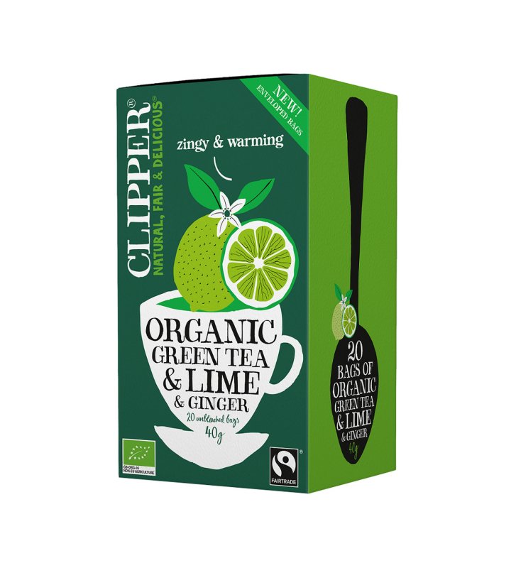 Herbata zielona z limonką i imbirem FAIR TRADE BIO (20x2g) 40g CLIPPER