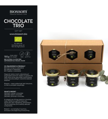 Bombonierka BIO Chocolate Trio – mango, daktyle i migdały w czekoladzie