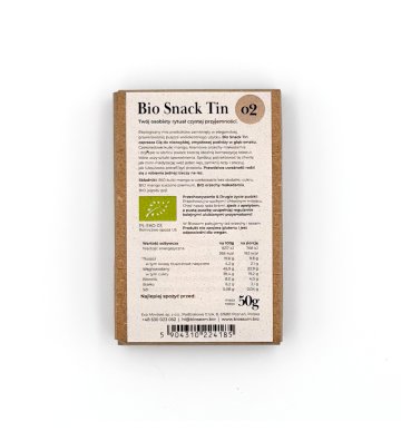 Biossom Snack Tin No. 02 – back label with ingredients and nutritional information