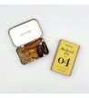 Biossom Snack Tin No. 04 – open tin with candied ginger, dates, dried bananas and almonds