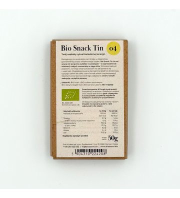 Biossom Snack Tin No. 04 – product label with ingredients, net weight and nutritional information